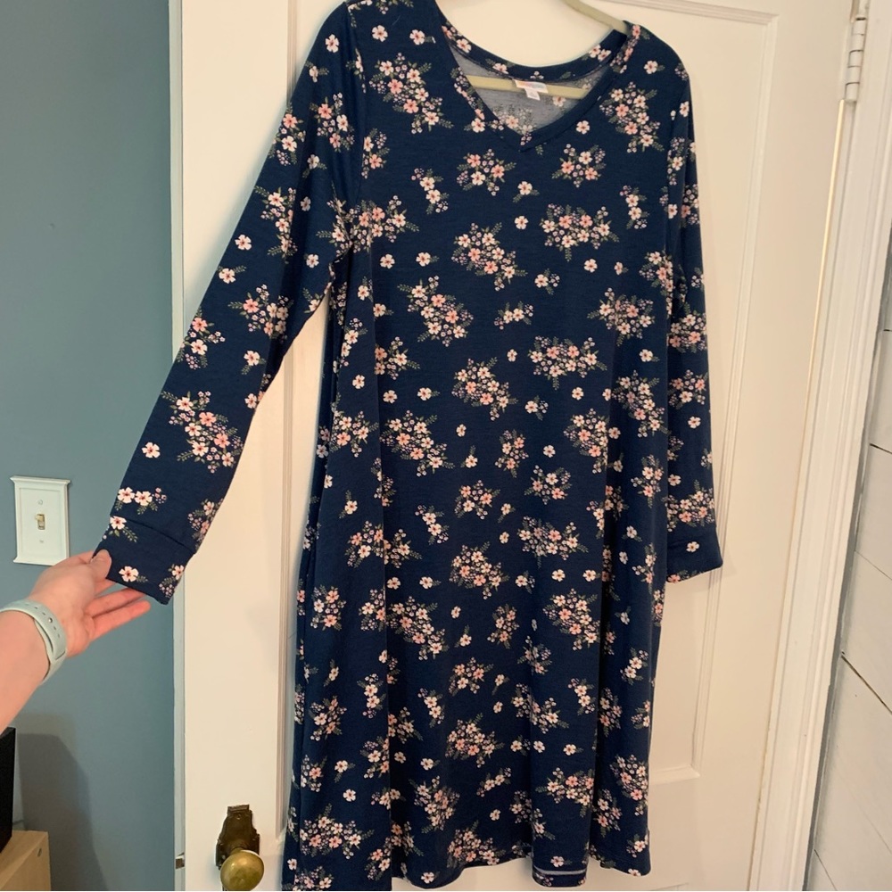 2/$22 ✨ lularoe Emily blue floral long sleeve dress